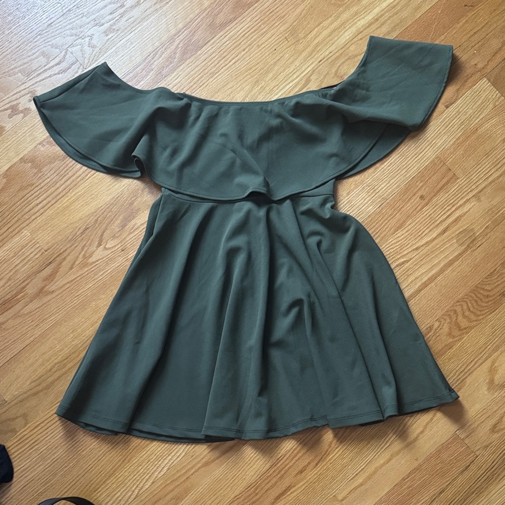 Nasty Gal Off-Shoulder Olive Mini Dress